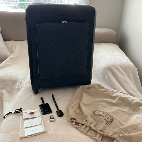 Gucci Black Azalea GG Canvas Supreme Rolling Trolley Luggage - Picture 5 of 12